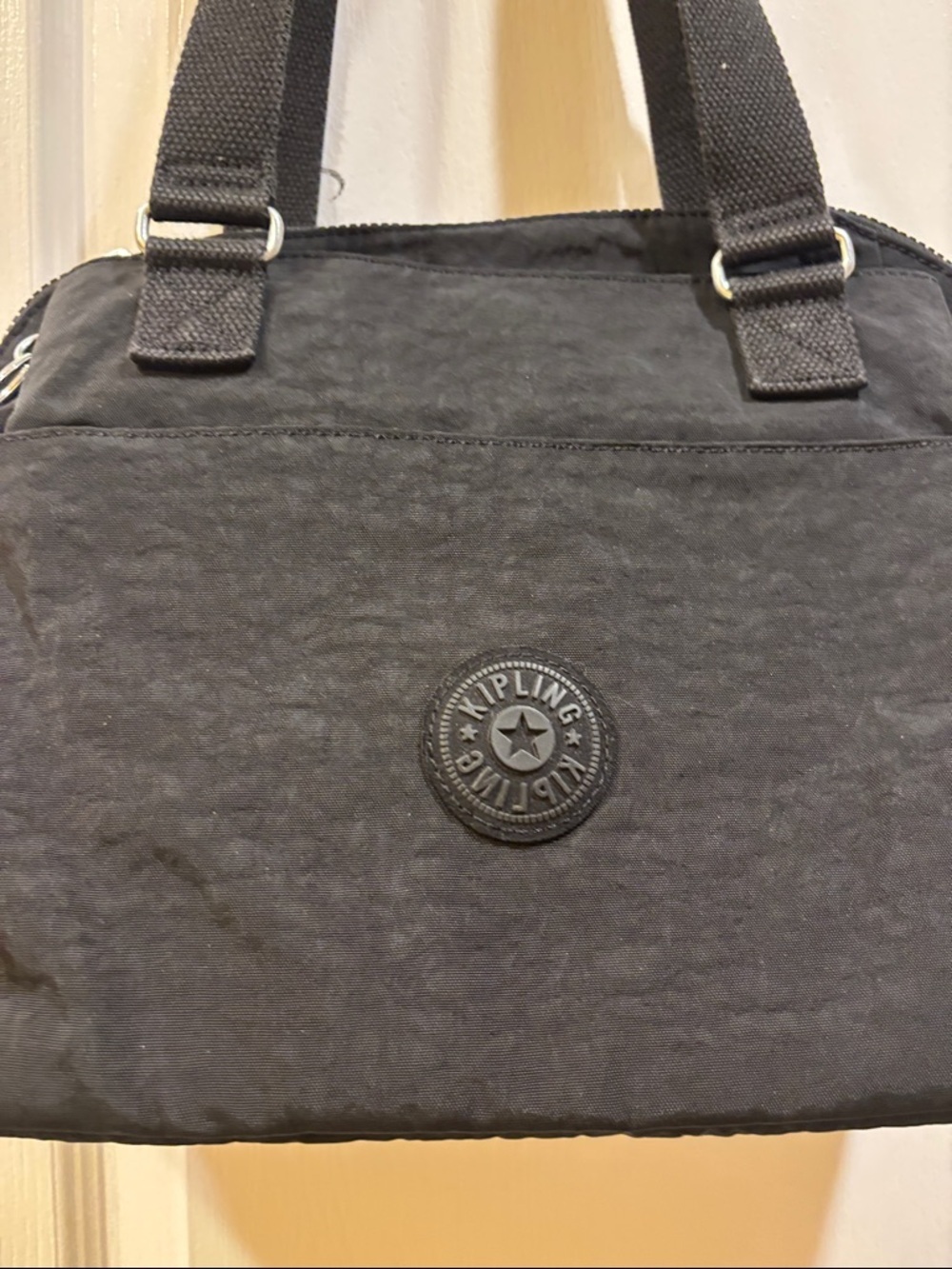 KIPLING..THE “FELICITY”SHOULDER BAG…BLACK NYLON LEATHER HANDLES LOTS OF POCKETS - Picture 3 of 12